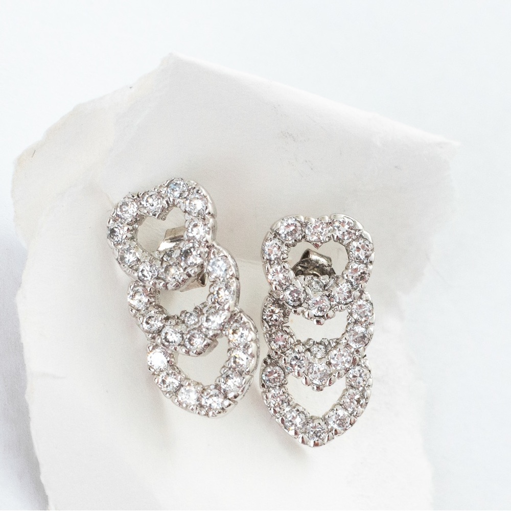 Simulated diamond interlocking heart earrings sterling silver Absolute